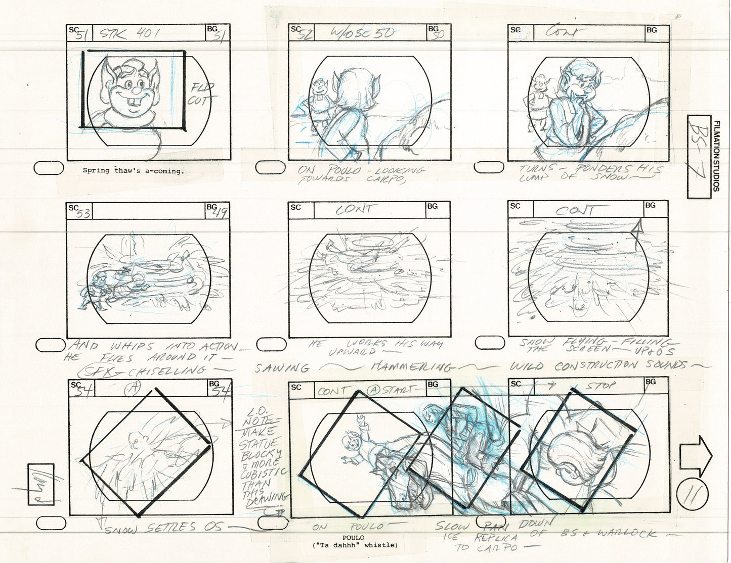 Blackstar 1981 Production Animation Storyboard Page Filmation A-007