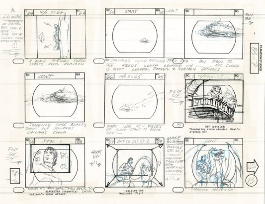 Blackstar 1981 Production Animation Storyboard Page Filmation A-009