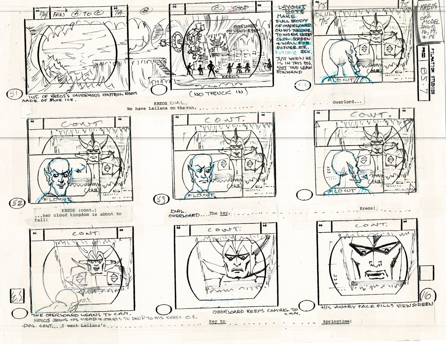 Blackstar 1981 Production Animation Storyboard Page Filmation A-012