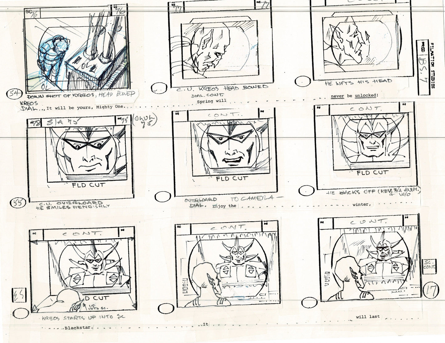 Blackstar 1981 Production Animation Storyboard Page Filmation A-013