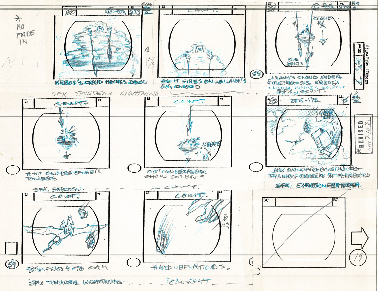 Blackstar 1981 Production Animation Storyboard Page Filmation A-015