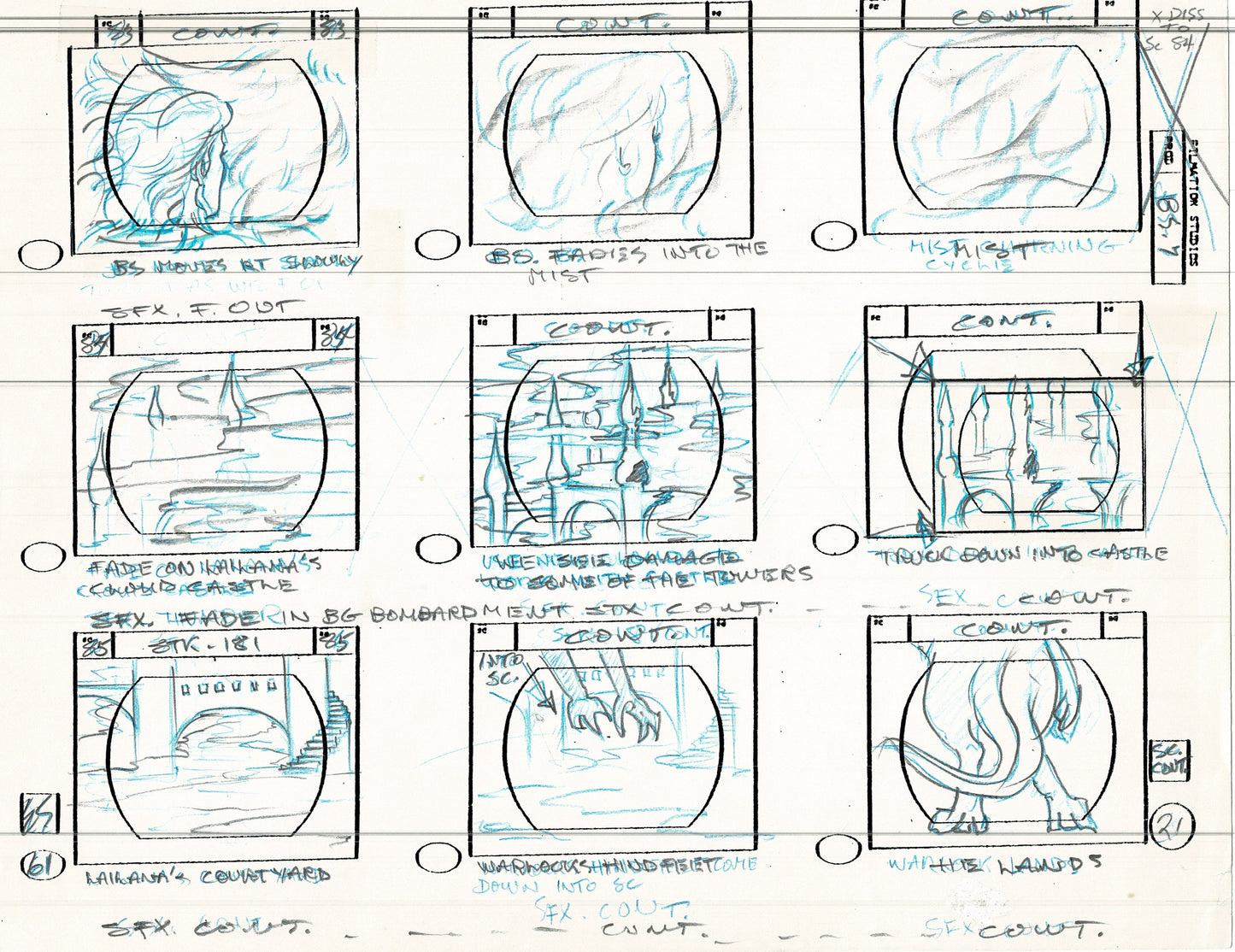 Blackstar 1981 Production Animation Storyboard Page Filmation A-017