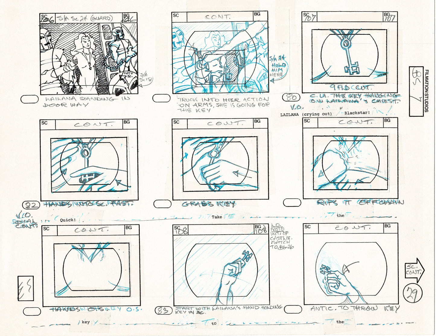 Blackstar 1981 Production Animation Storyboard Page Filmation A-018