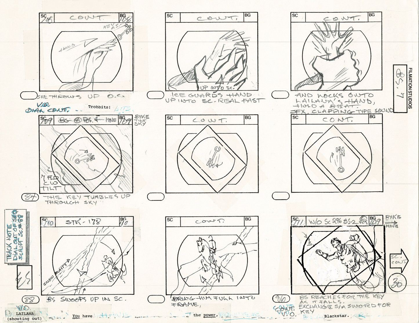 Blackstar 1981 Production Animation Storyboard Page Filmation A-019