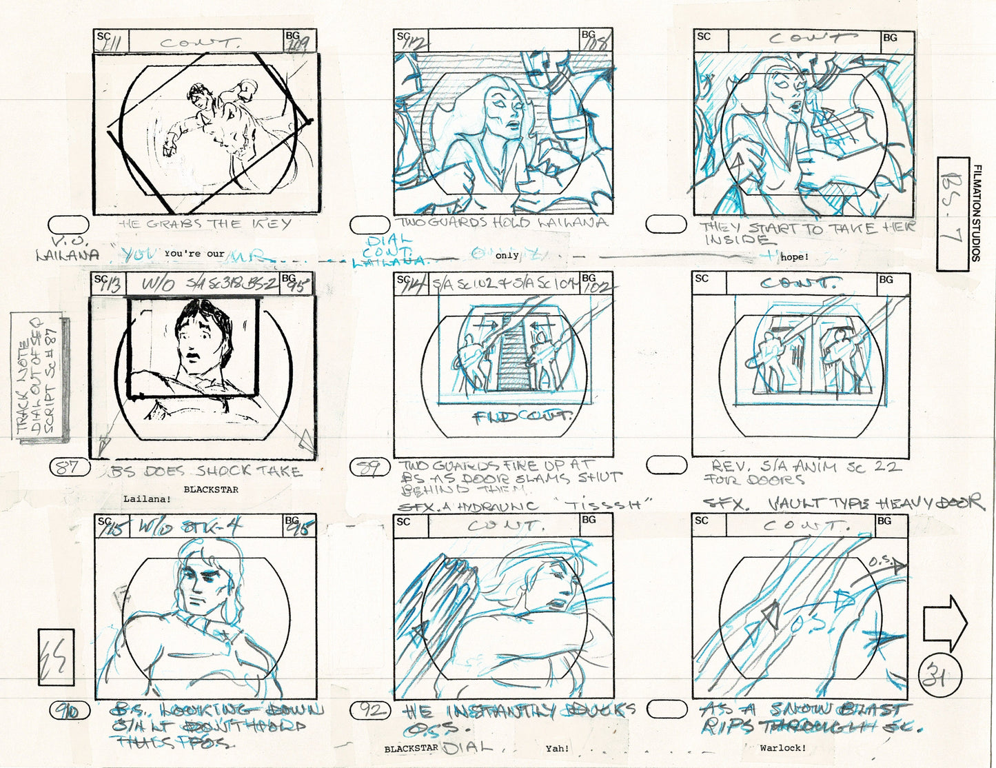 Blackstar 1981 Production Animation Storyboard Page Filmation A-020