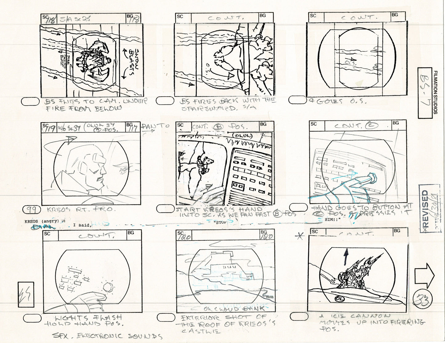 Blackstar 1981 Production Animation Storyboard Page Filmation A-022