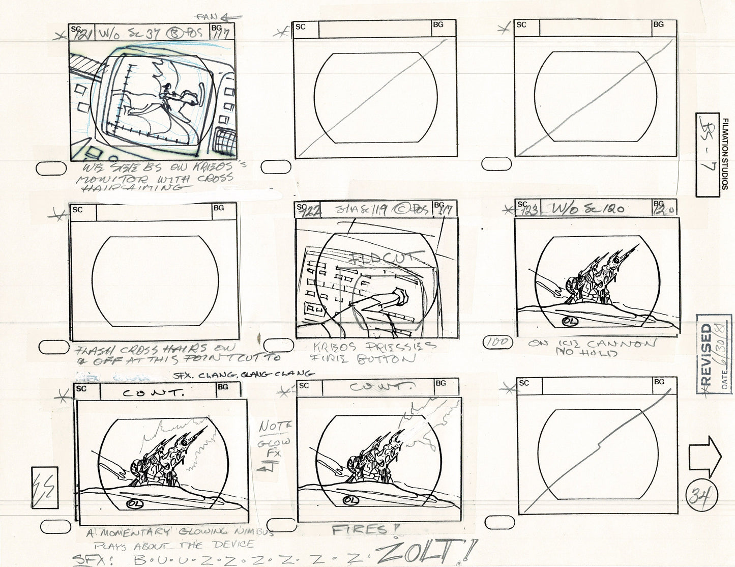 Blackstar 1981 Production Animation Storyboard Page Filmation A-023