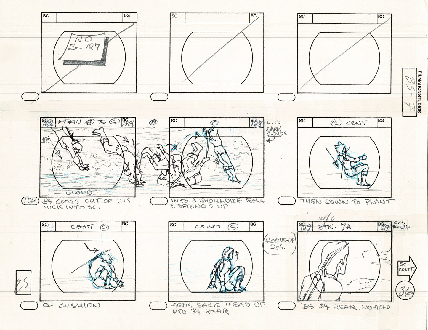 Blackstar 1981 Production Animation Storyboard Page Filmation A-025