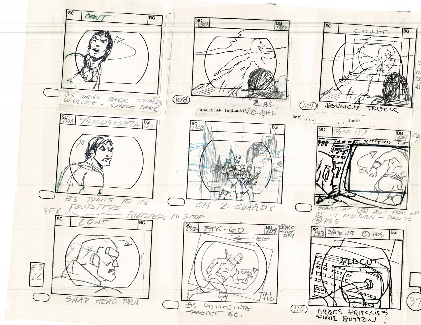 Blackstar 1981 Production Animation Storyboard Page Filmation A-026