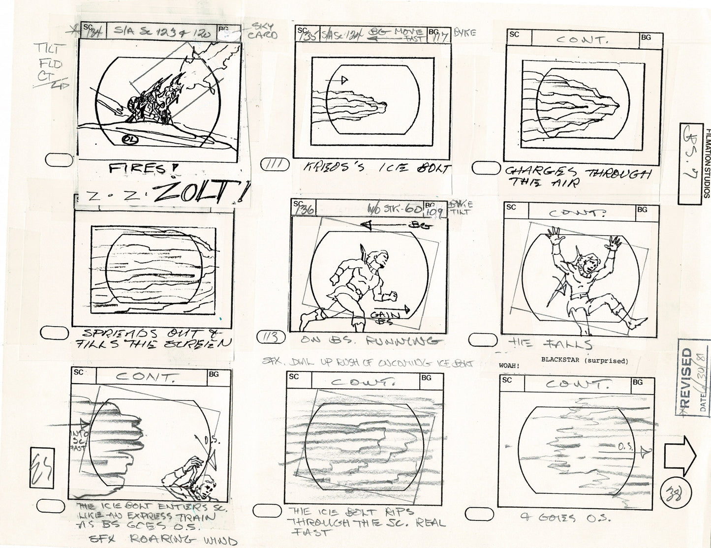 Blackstar 1981 Production Animation Storyboard Page Filmation A-027