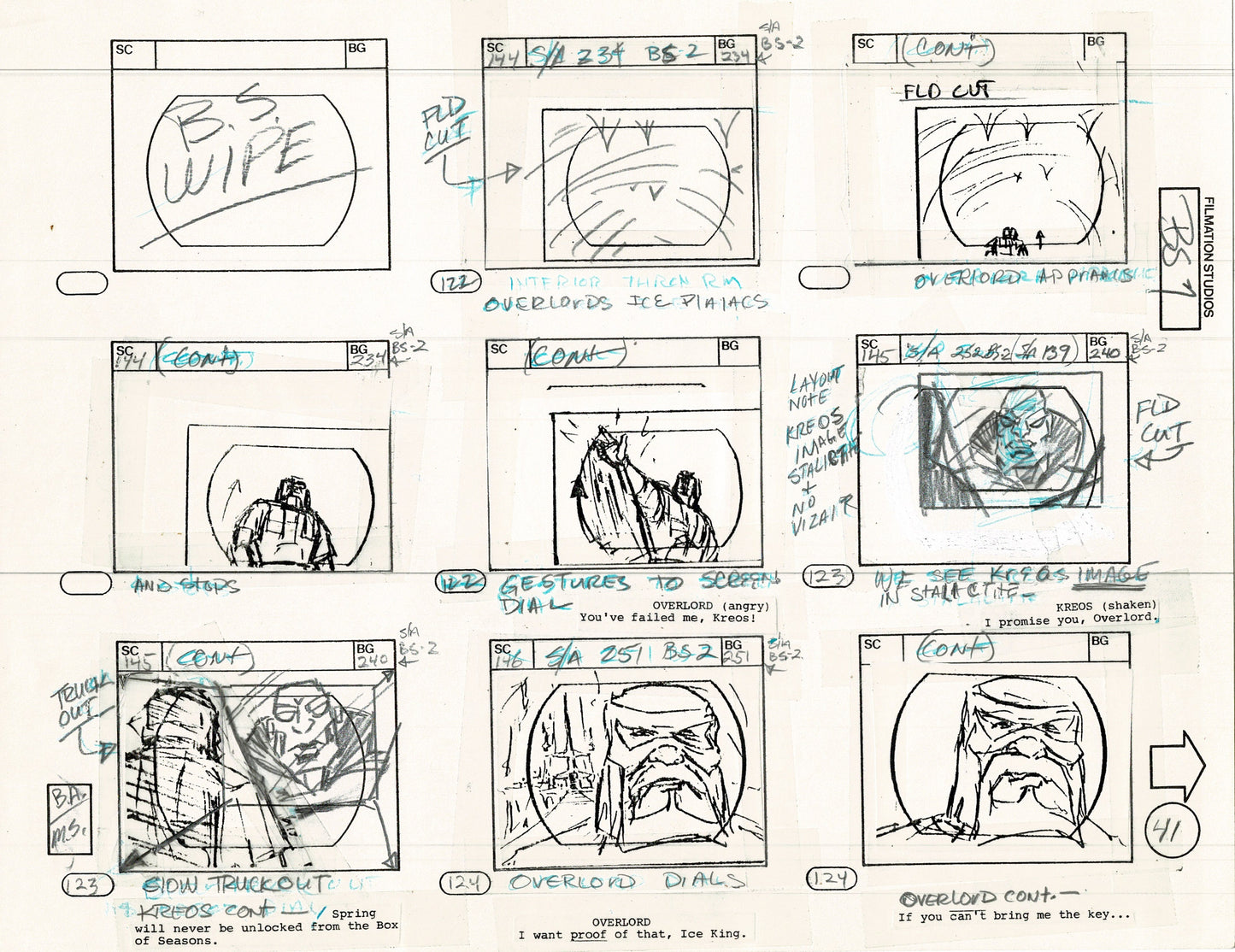 Blackstar 1981 Production Animation Storyboard Page Filmation A-030