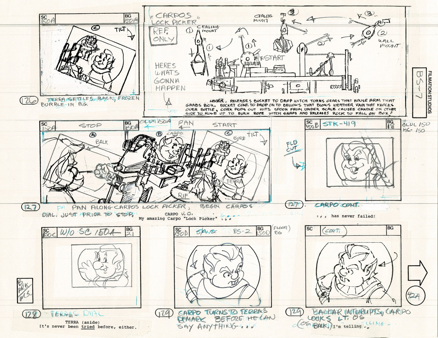 Blackstar 1981 Production Animation Storyboard Page Filmation A-032