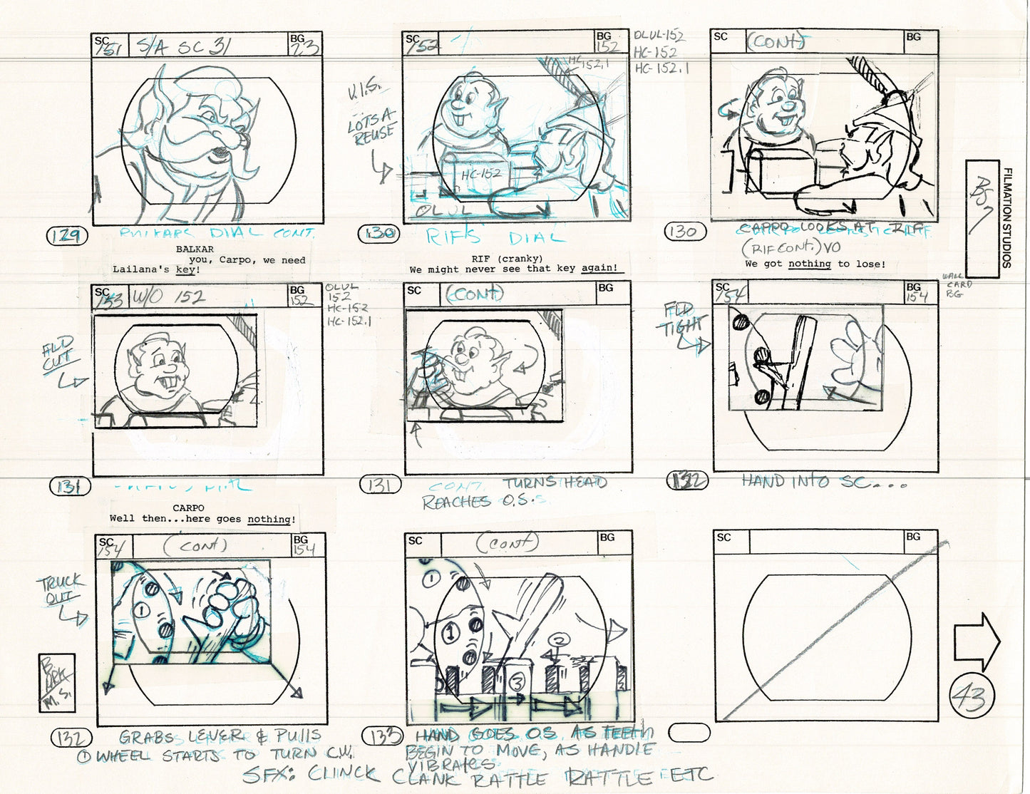 Blackstar 1981 Production Animation Storyboard Page Filmation A-033