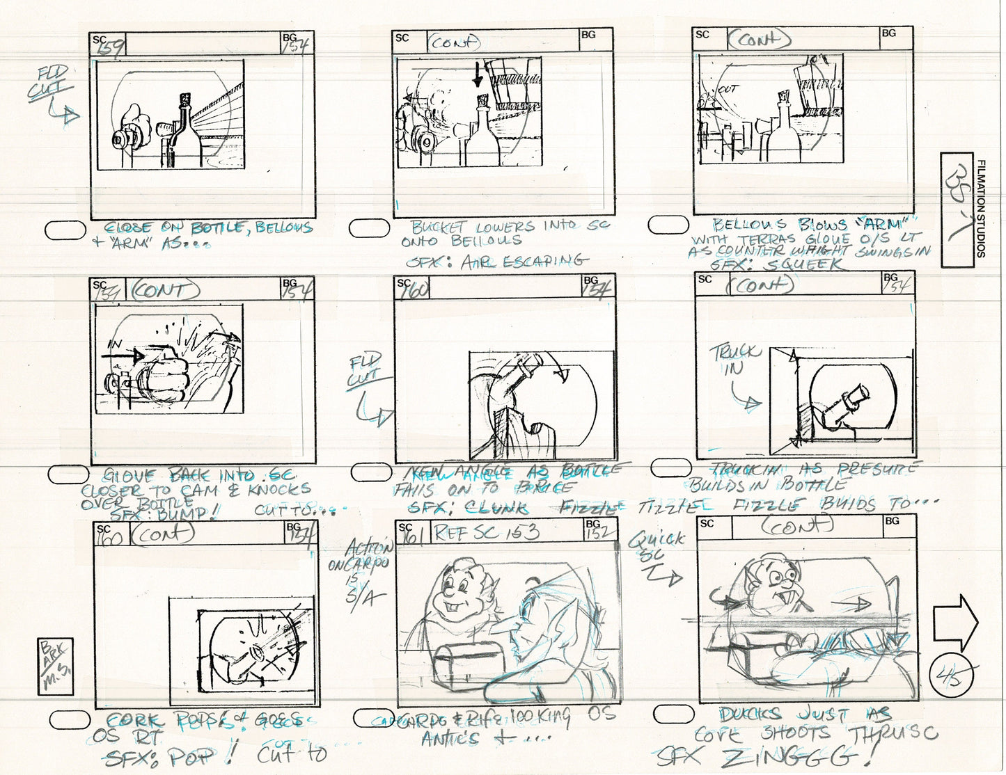 Blackstar 1981 Production Animation Storyboard Page Filmation A-035