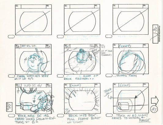 Blackstar 1981 Production Animation Storyboard Page Filmation A-037