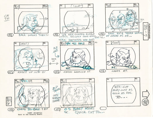 Blackstar 1981 Production Animation Storyboard Page Filmation A-038