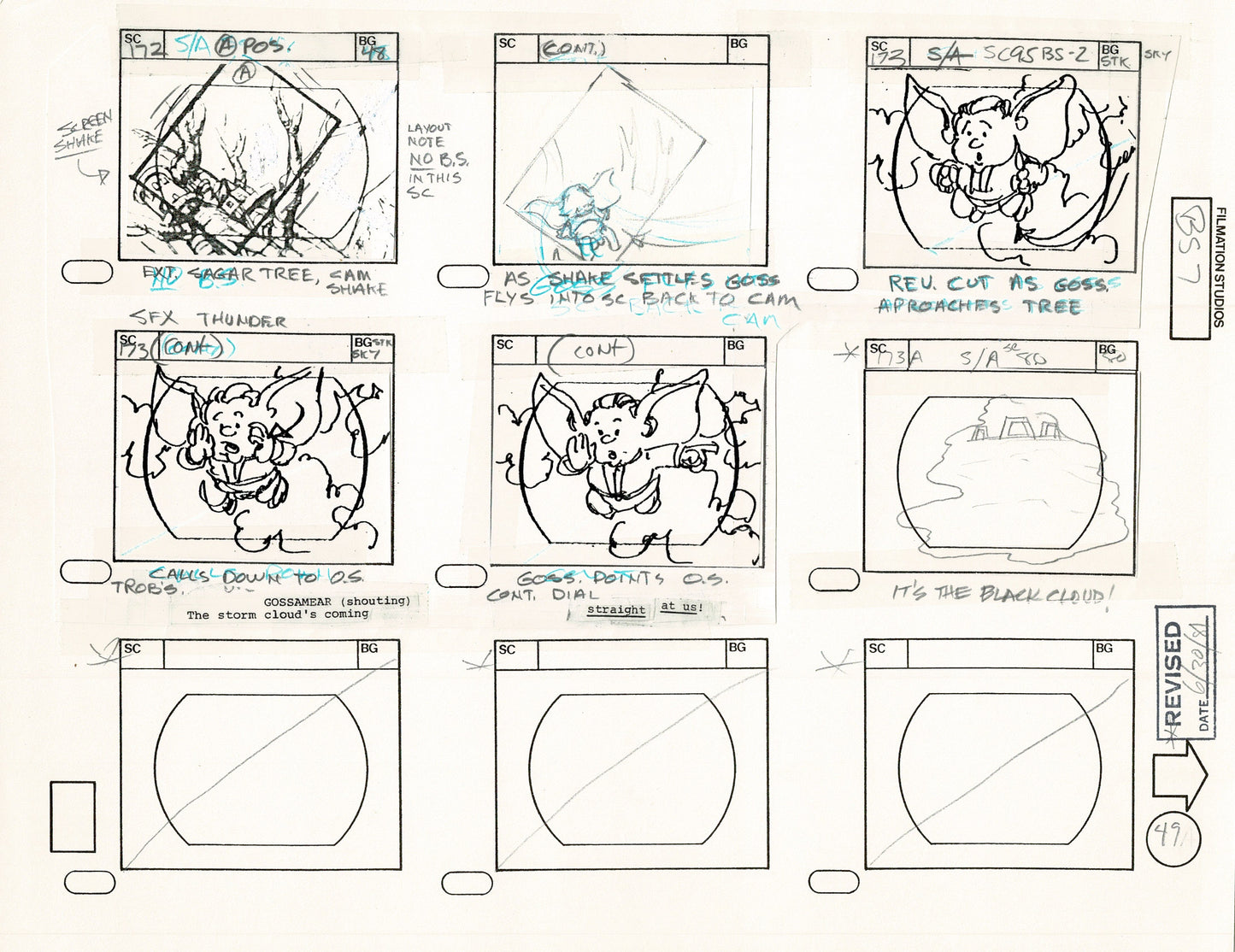 Blackstar 1981 Production Animation Storyboard Page Filmation A-039