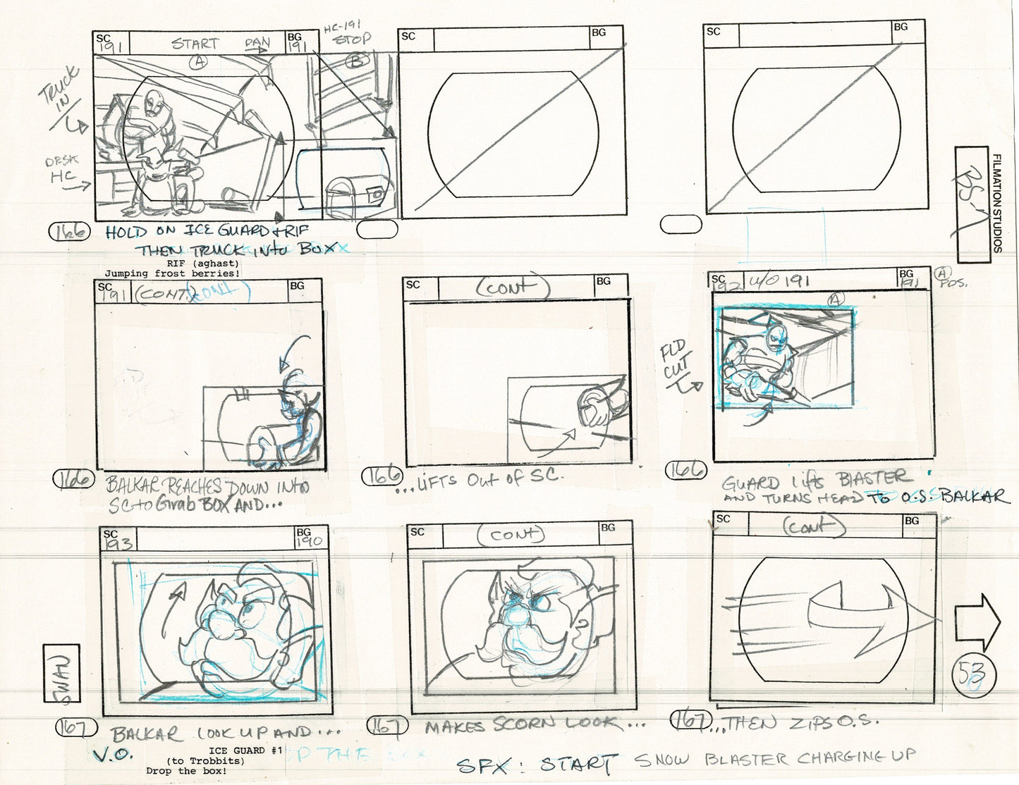 Blackstar 1981 Production Animation Storyboard Page Filmation A-044