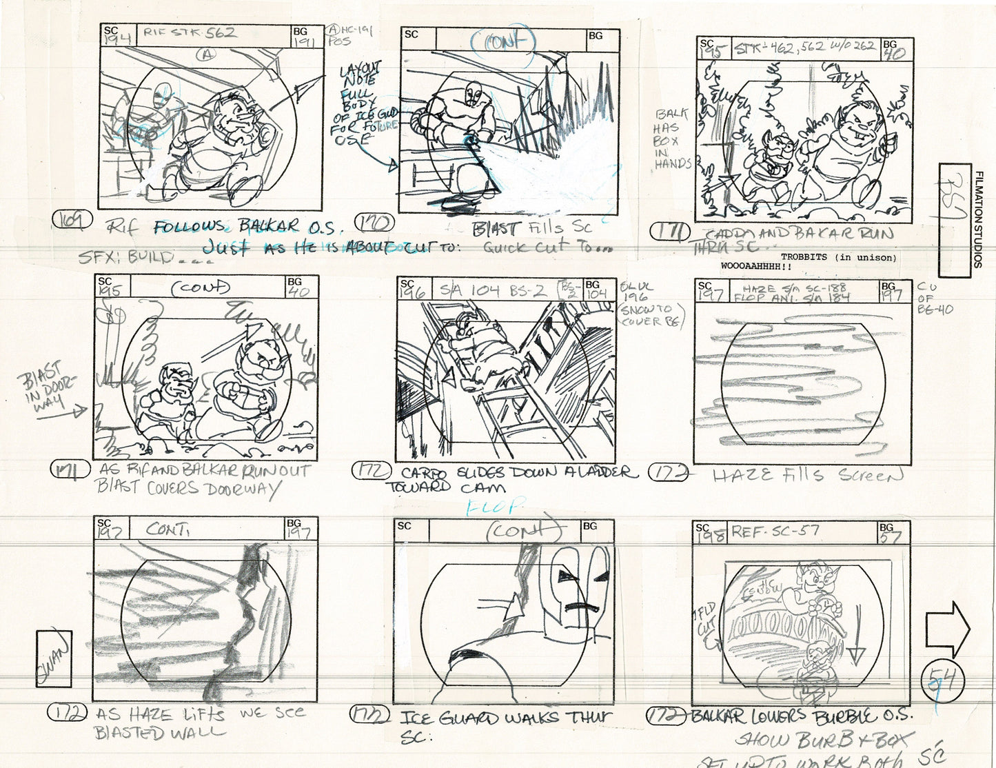 Blackstar 1981 Production Animation Storyboard Page Filmation A-045