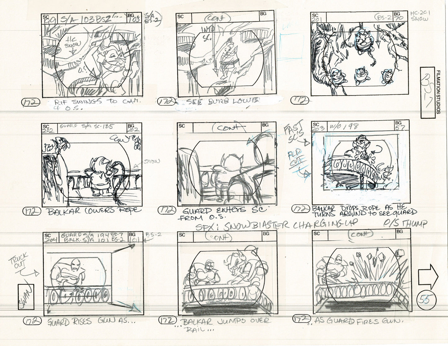 Blackstar 1981 Production Animation Storyboard Page Filmation A-046