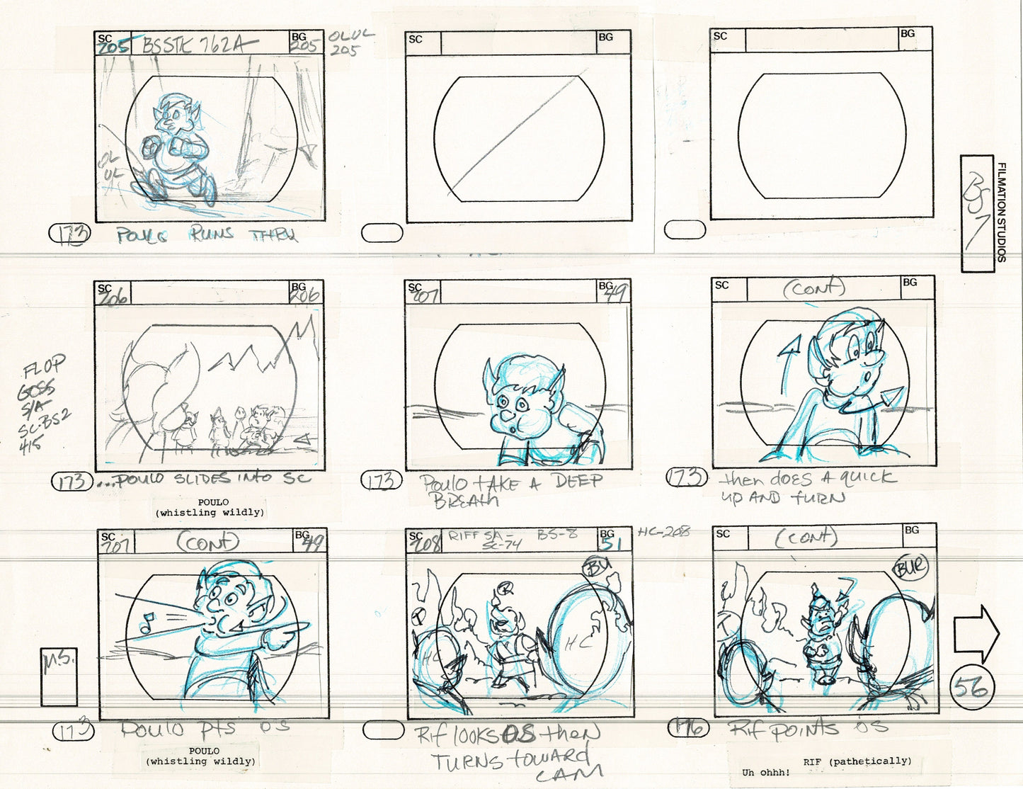 Blackstar 1981 Production Animation Storyboard Page Filmation A-047