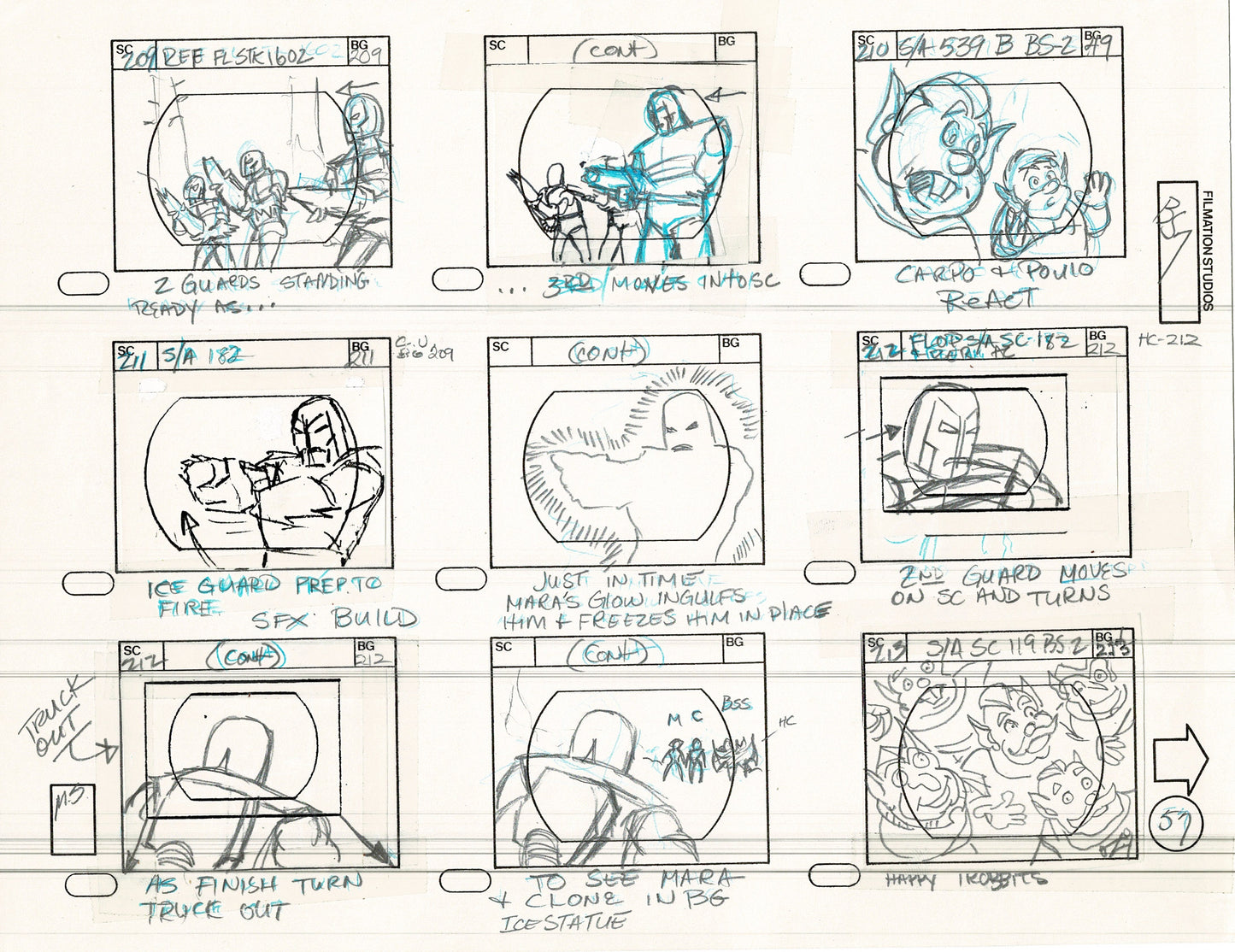 Blackstar 1981 Production Animation Storyboard Page Filmation A-048