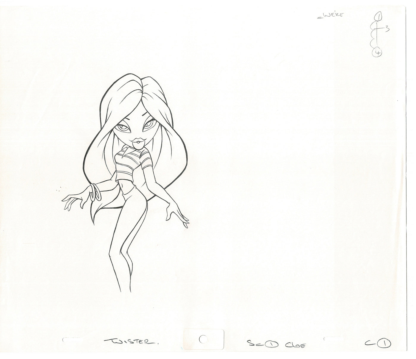 BRATZ Cloe Twister Commercial Production Animation Cel Drawing 2005 G-002