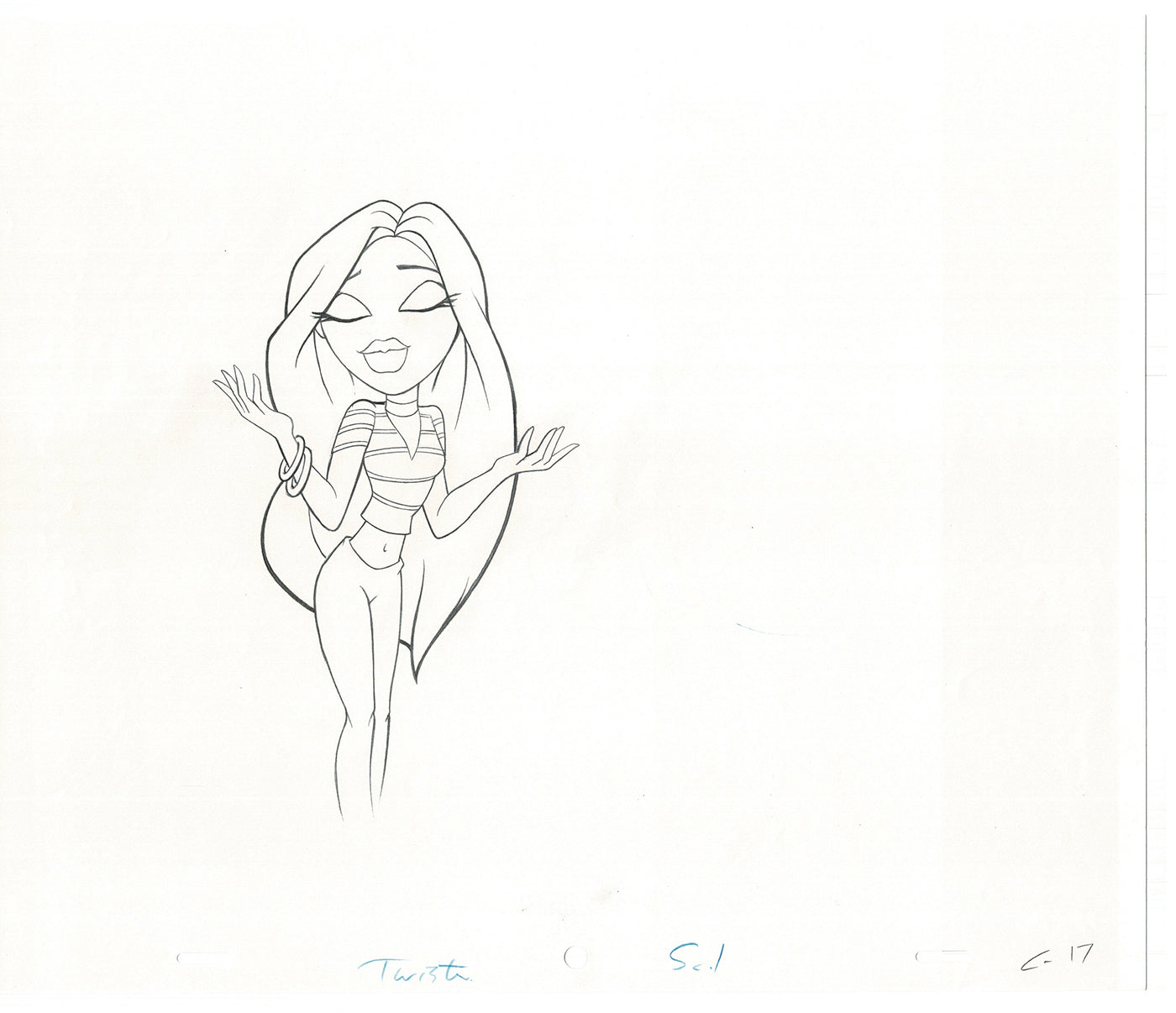 BRATZ Cloe Twister Commercial Production Animation Cel Drawing 2005 G-012