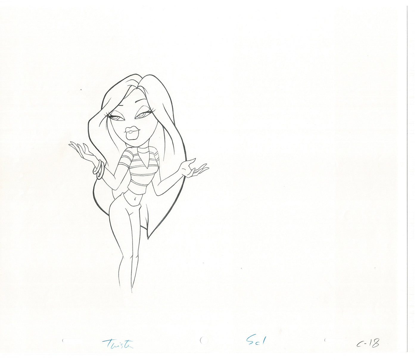 BRATZ Cloe Twister Commercial Production Animation Cel Drawing 2005 G-013