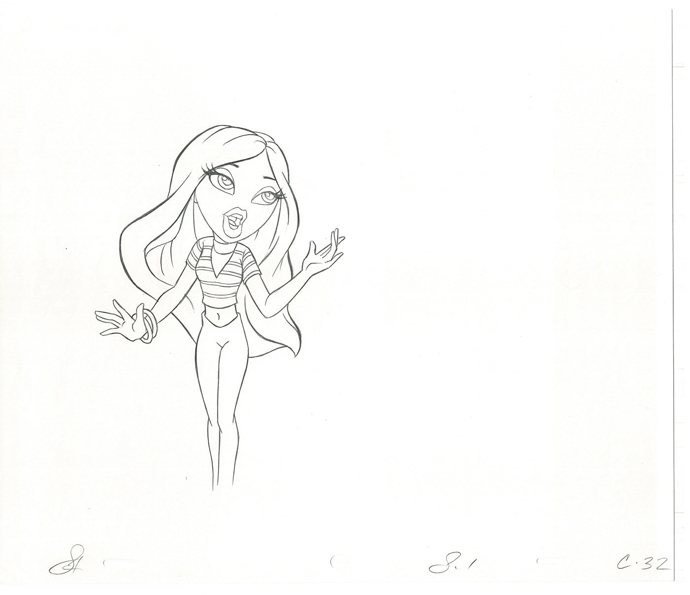 BRATZ Cloe Twister Commercial Production Animation Cel Drawing 2005 G-021