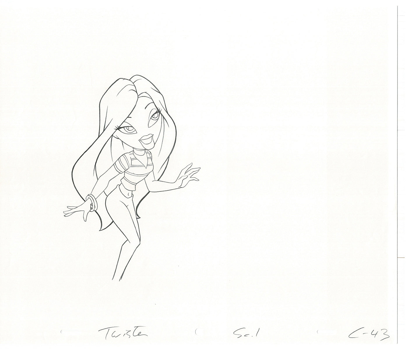 BRATZ Cloe Twister Commercial Production Animation Cel Drawing 2005 G-027