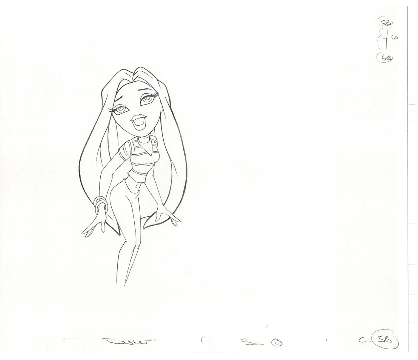 BRATZ Cloe Twister Commercial Production Animation Cel Drawing 2005 G-035