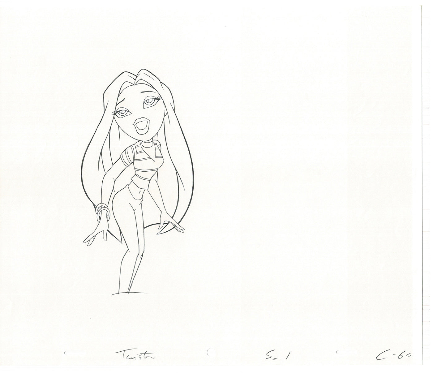 BRATZ Cloe Twister Commercial Production Animation Cel Drawing 2005 G-036