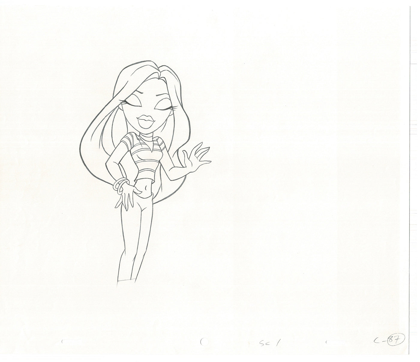 BRATZ Cloe Twister Commercial Production Animation Cel Drawing 2005 G-051