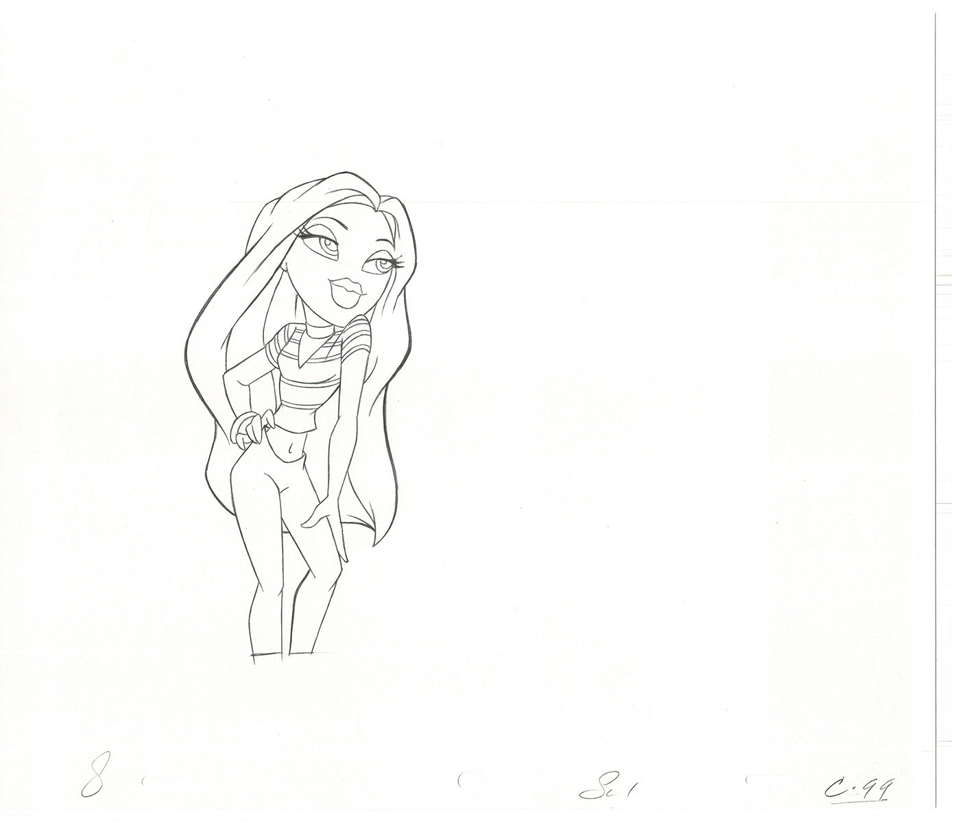 BRATZ Cloe Twister Commercial Production Animation Cel Drawing 2005 G-058