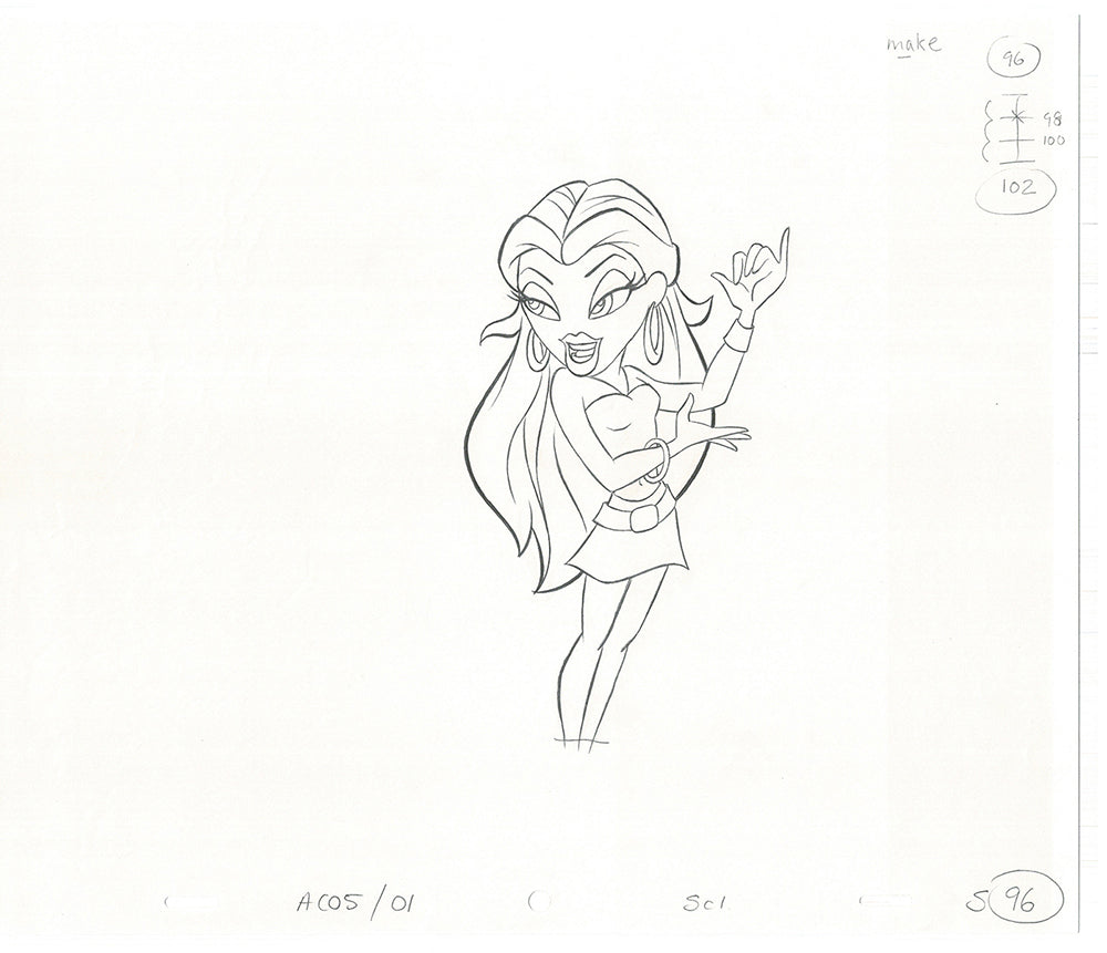 BRATZ Sasha Twister Commercial Production Animation Cel Drawing 2005 H-013