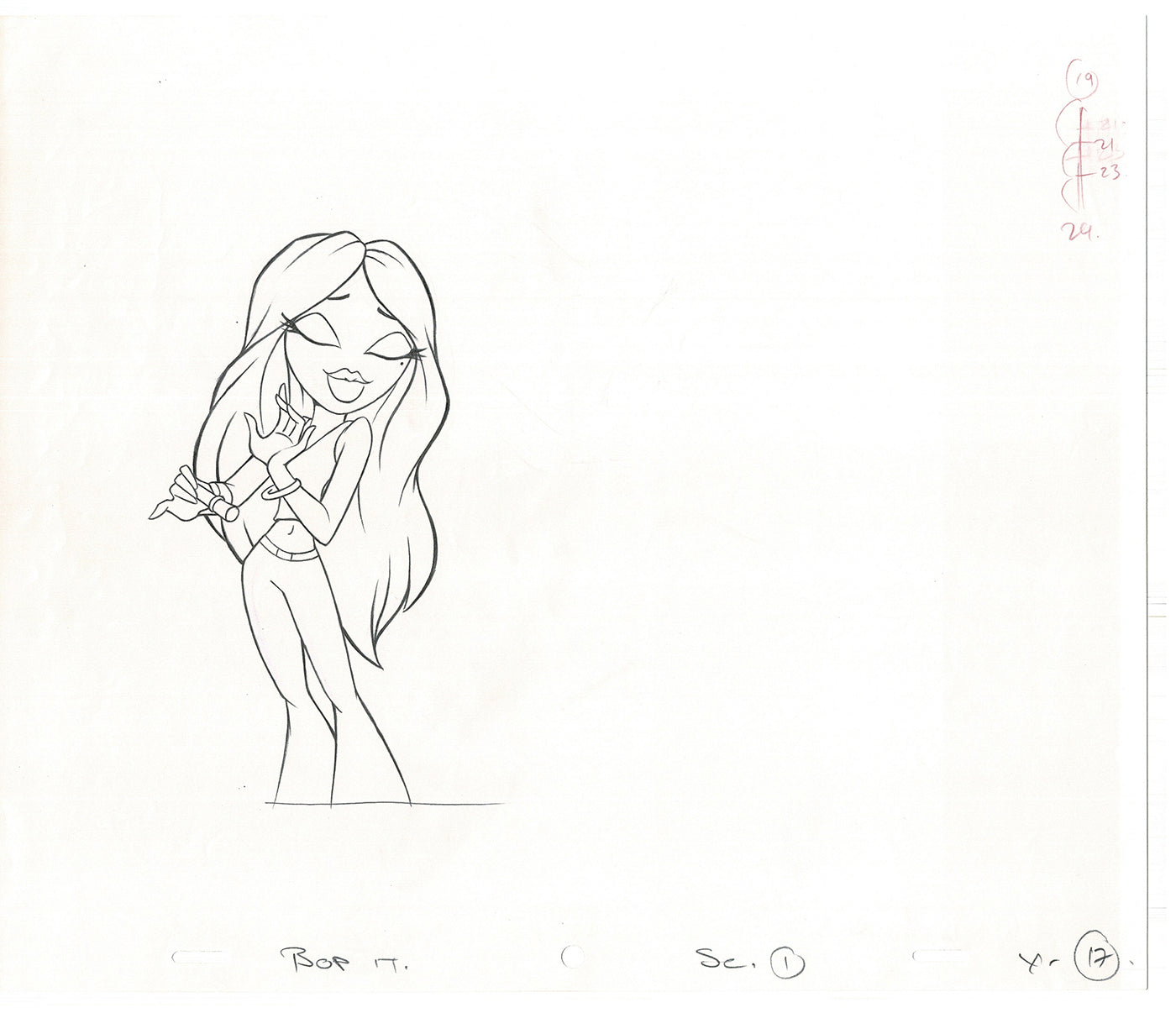 BRATZ Yasmin Bop-It Toy Commercial 2 Production Animation Cel Drawings 2005 K-009