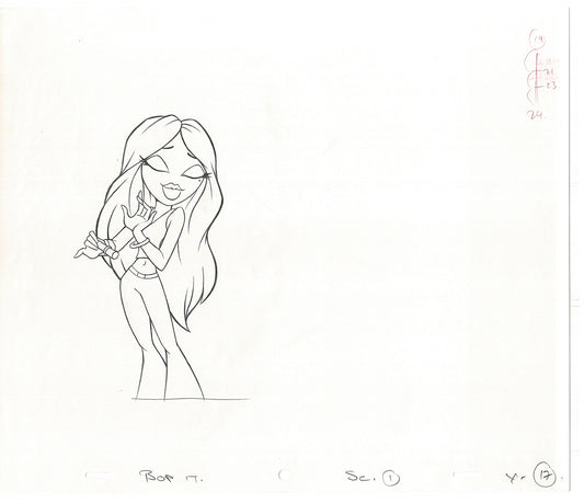 BRATZ Yasmin Bop-It Toy Commercial 2 Production Animation Cel Drawings 2005 K-009