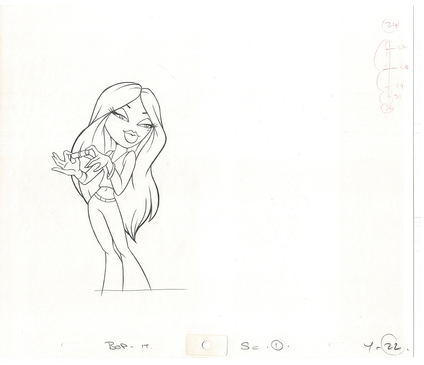 BRATZ Yasmin Bop-It Toy Commercial 2 Production Animation Cel Drawings 2005 K-015