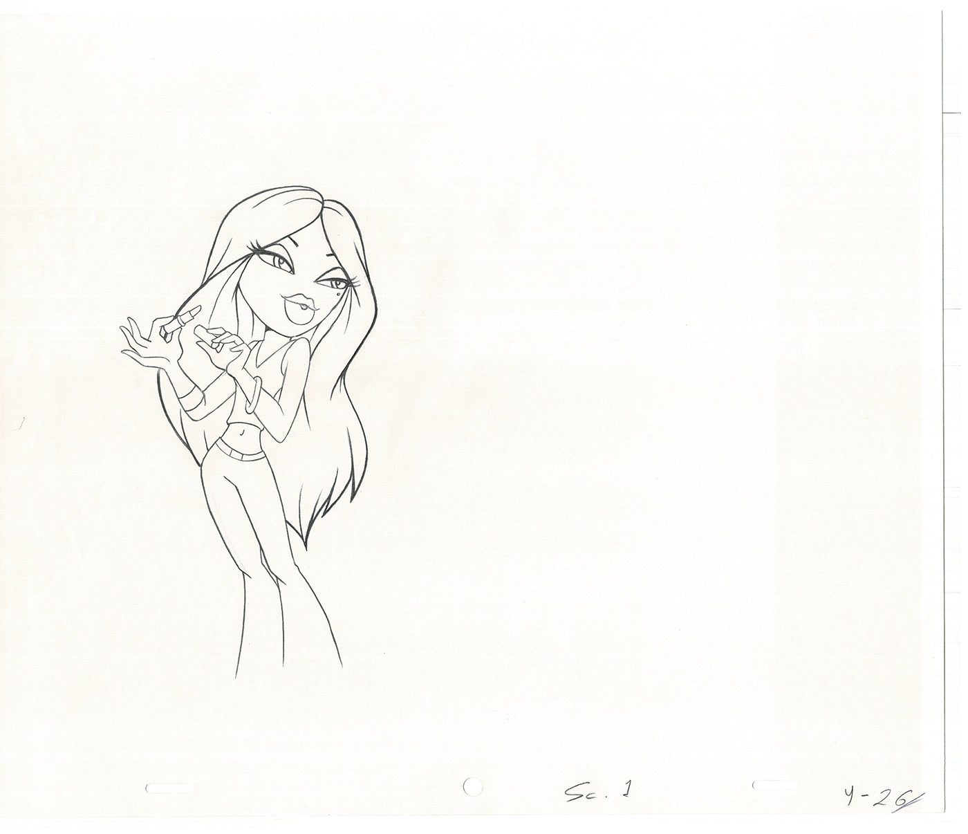 BRATZ Yasmin Bop-It Toy Commercial 2 Production Animation Cel Drawings 2005 K-019