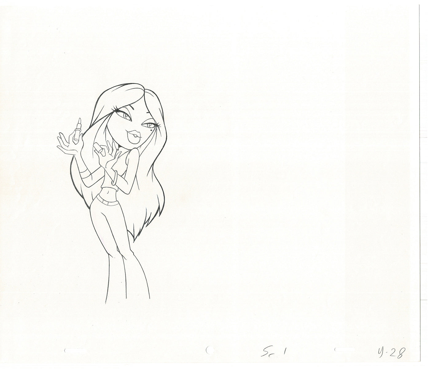 BRATZ Yasmin Bop-It Toy Commercial 2 Production Animation Cel Drawings 2005 K-023