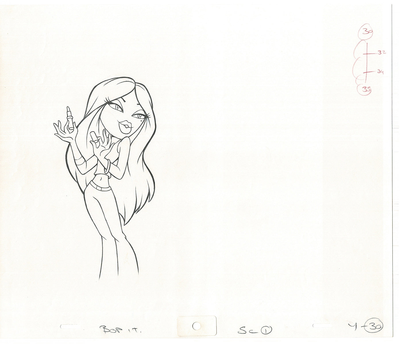 BRATZ Yasmin Bop-It Toy Commercial 2 Production Animation Cel Drawings 2005 K-025