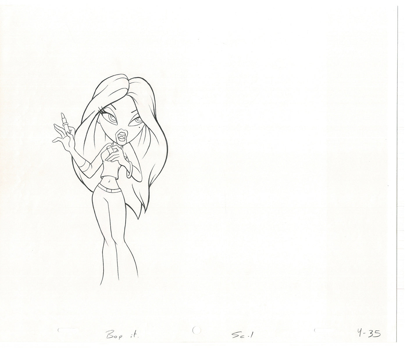 BRATZ Yasmin Bop-It Toy Commercial 2 Production Animation Cel Drawings 2005 K-031