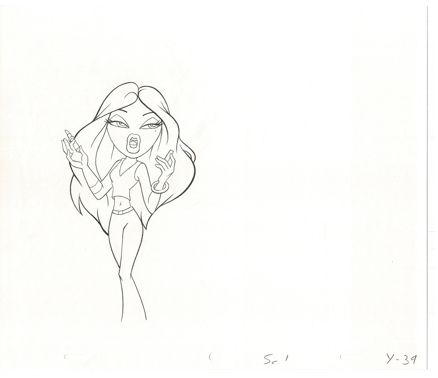 BRATZ Yasmin Bop-It Toy Commercial 2 Production Animation Cel Drawings 2005 K-035