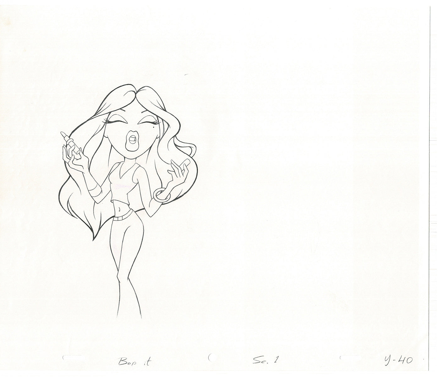 BRATZ Yasmin Bop-It Toy Commercial 2 Production Animation Cel Drawings 2005 K-037