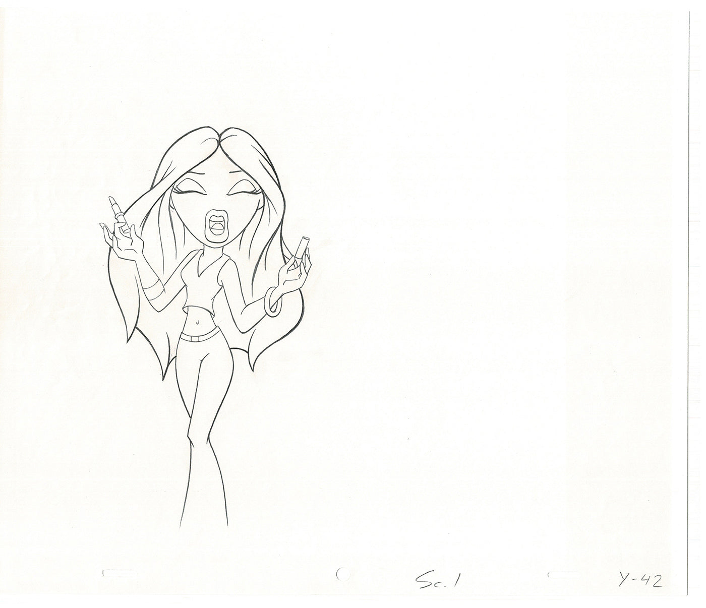 BRATZ Yasmin Bop-It Toy Commercial 2 Production Animation Cel Drawings 2005 K-039