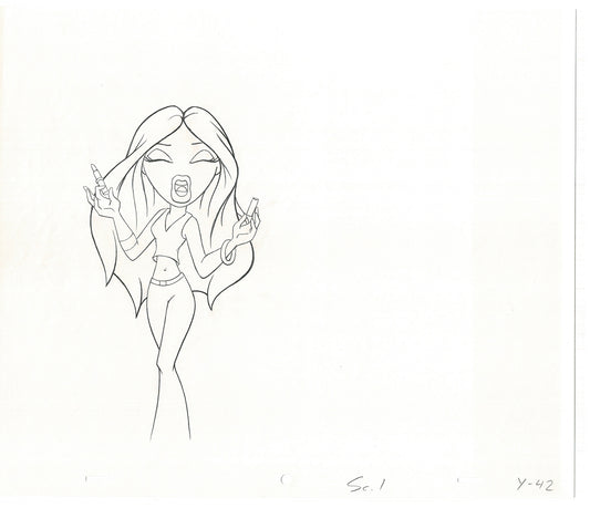 BRATZ Yasmin Bop-It Toy Commercial 2 Production Animation Cel Drawings 2005 K-039