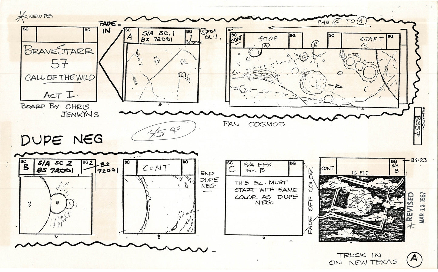 Bravestarr 1987 Production Animation Storyboard Page Filmation A-005