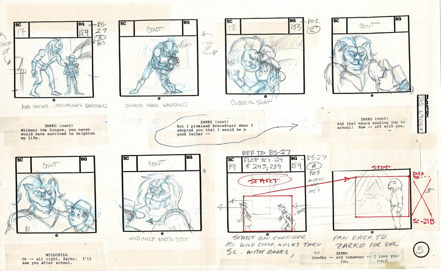 Bravestarr 1987 Production Animation Storyboard Page Filmation A-011