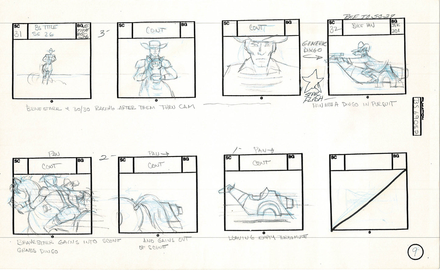 Bravestarr 1987 Production Animation Storyboard Page Filmation A-016